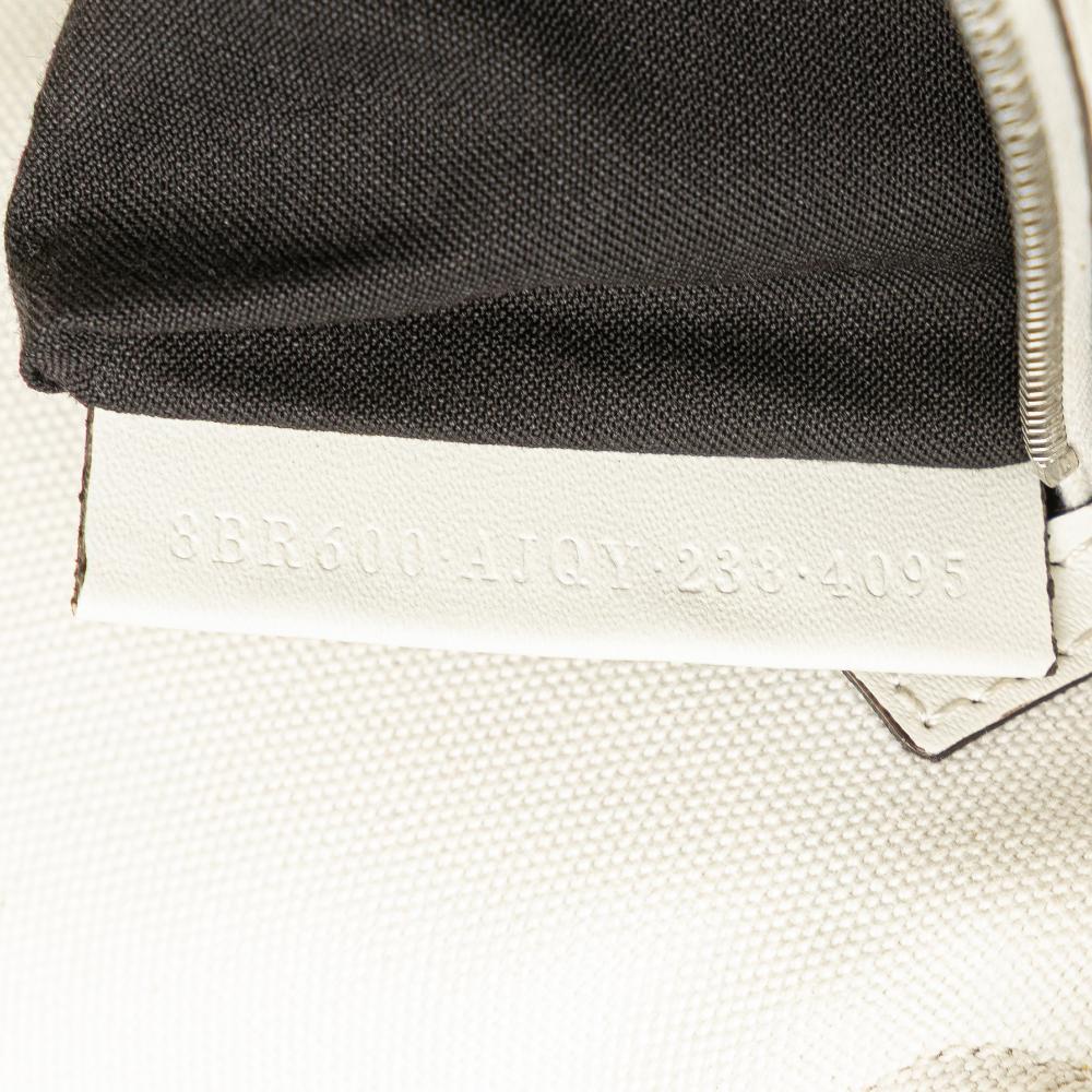 Fendi AB Fendi White Canvas Fabric Zucca Embroidered Baguette Satchel Italy