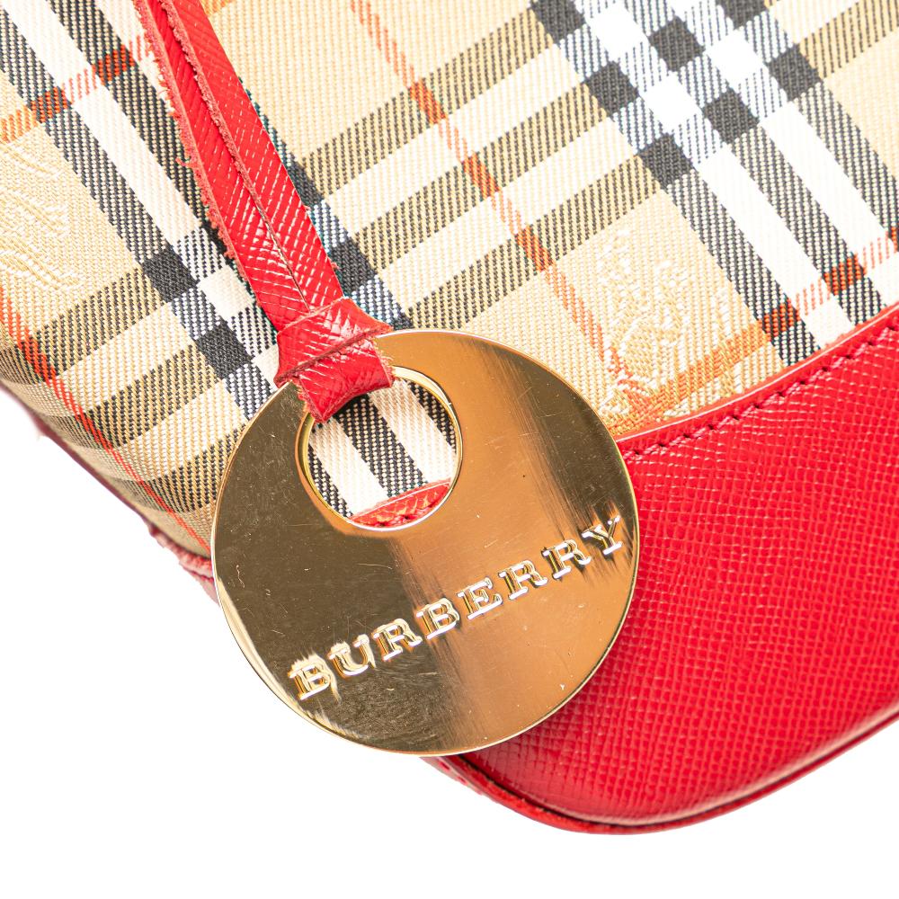 Burberry B Burberry Brown Beige Canvas Fabric Haymarket Check Handbag United Kingdom