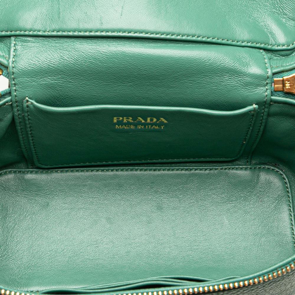 Prada AB Prada Green Mint Calf Leather Mini Vitello Daino Vanity Top Handle Bag Italy