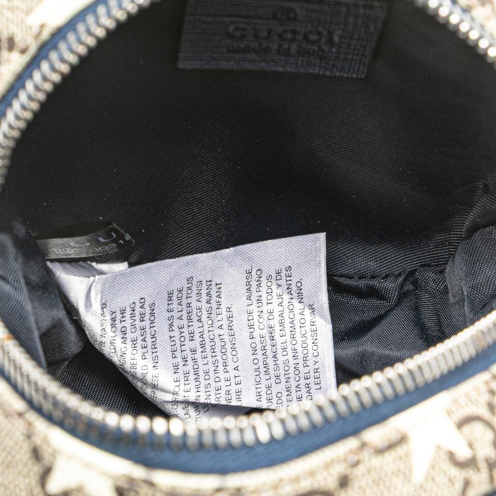 Gucci AB Gucci Brown Beige Coated Canvas Fabric Kids GG Supreme Stars Web Belt Bag Italy