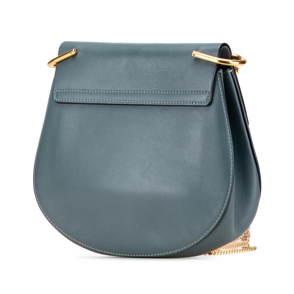 Chloé B Chloé Blue Peacock Suede Leather Small and Calfskin Drew Crossbody Italy
