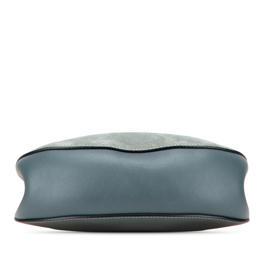 Chloé B Chloé Blue Peacock Suede Leather Small and Calfskin Drew Crossbody Italy