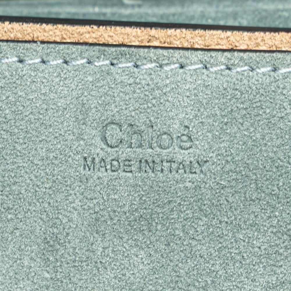 Chloé B Chloé Blue Peacock Suede Leather Small and Calfskin Drew Crossbody Italy