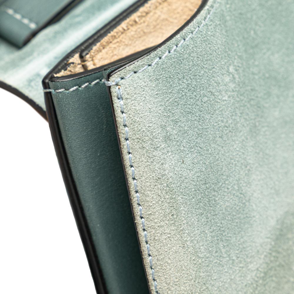 Chloé B Chloé Blue Peacock Suede Leather Small and Calfskin Drew Crossbody Italy