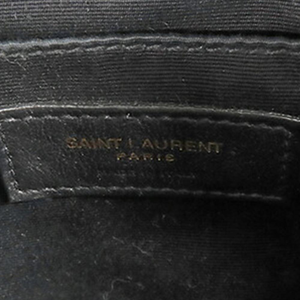 Saint Laurent AB Saint Laurent Black Calf Leather Grain De Poudre Chevron Round Vinyle Camera Bag Italy