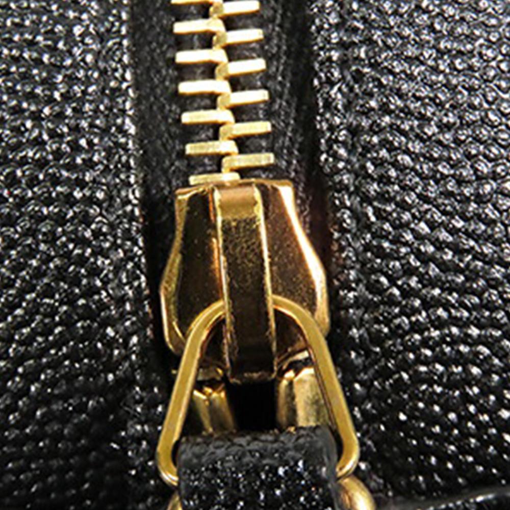 Saint Laurent AB Saint Laurent Black Calf Leather Grain De Poudre Chevron Round Vinyle Camera Bag Italy