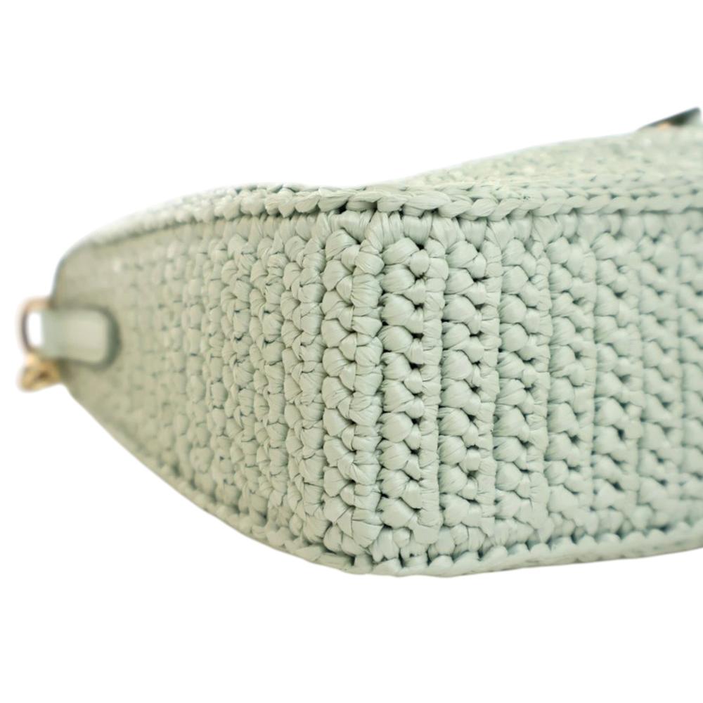 Prada AB Prada Green Mint Raffia Natural Material Yarn Effect Crochet Re Edition 2005 Satchel Italy