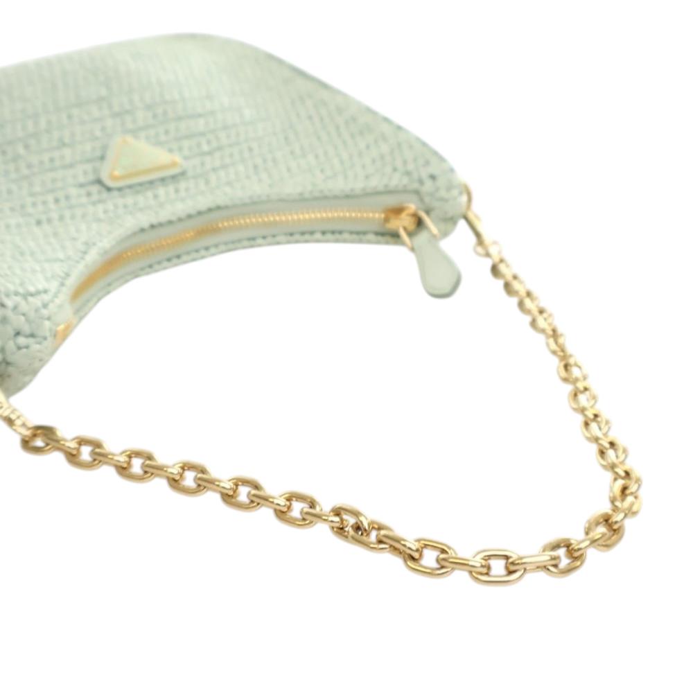 Prada AB Prada Green Mint Raffia Natural Material Yarn Effect Crochet Re Edition 2005 Satchel Italy