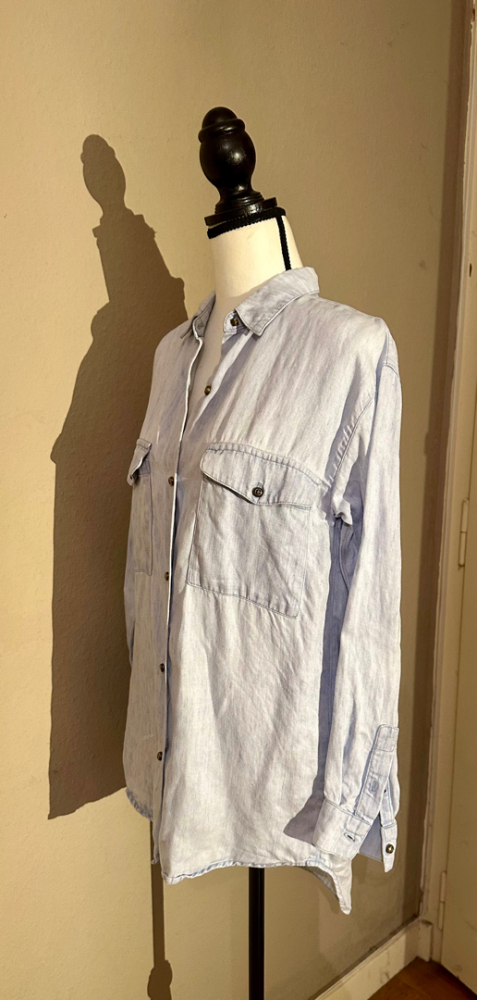 Sessun Oversize-Hemd aus Leinen mit verwaschenem Jeans-Effekt Sessun