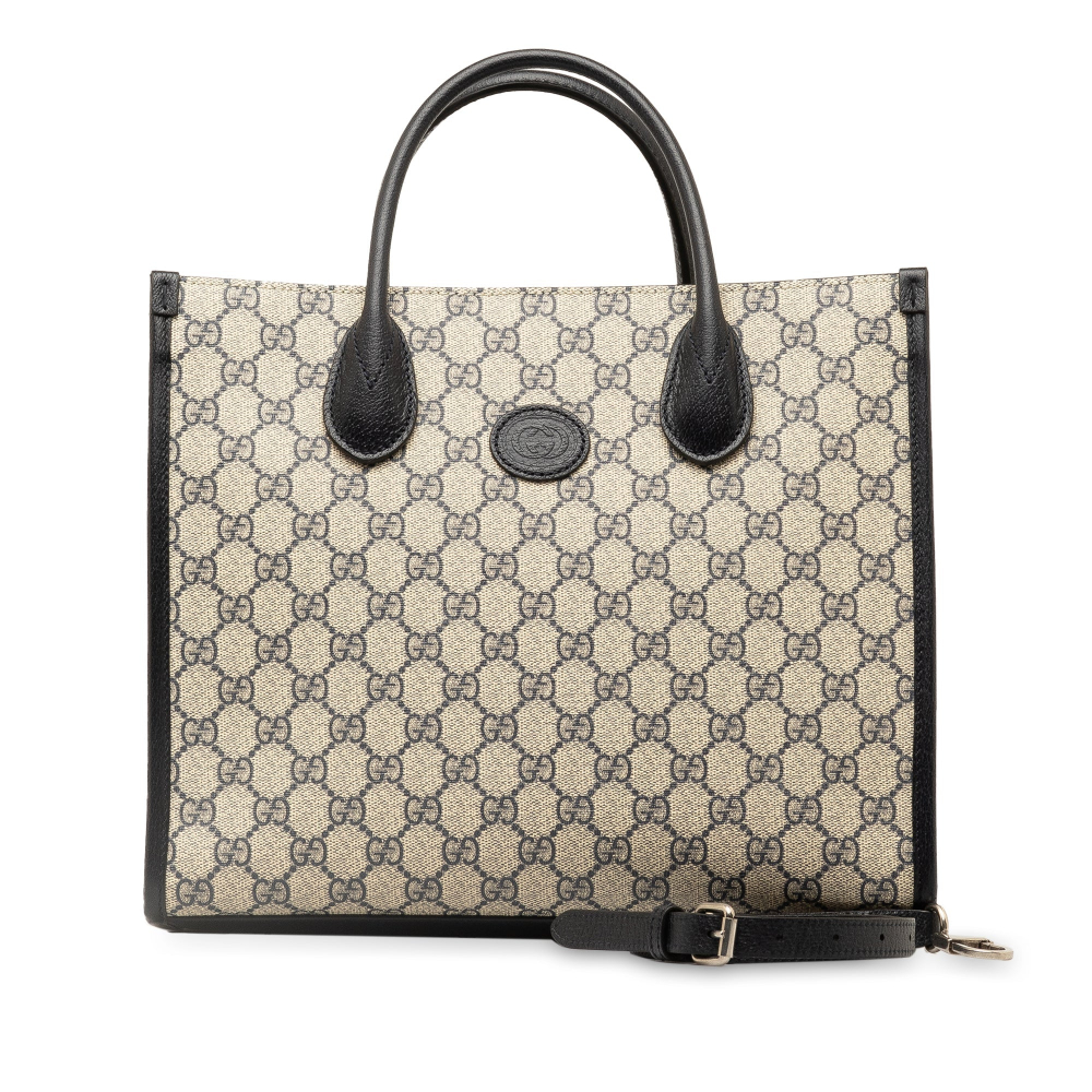 Gucci Interlocking Small Canvas GG Tote Handbag Brown