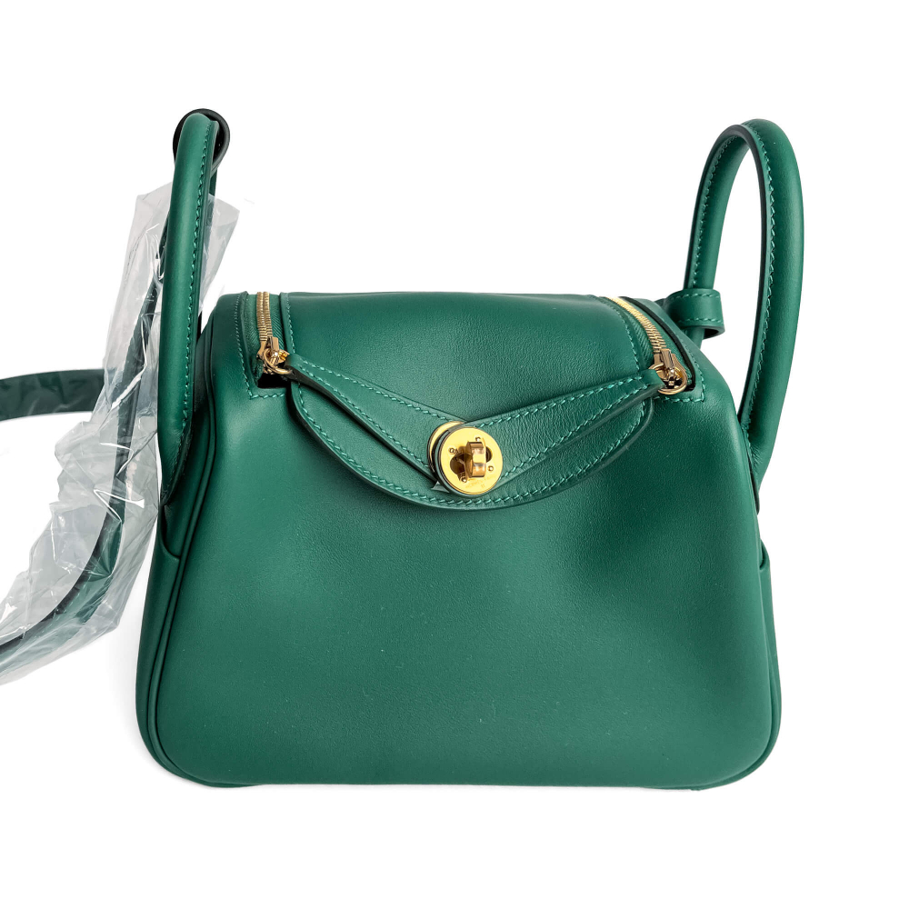 Hermès Lindy Mini Swift Leather Crossbody Green