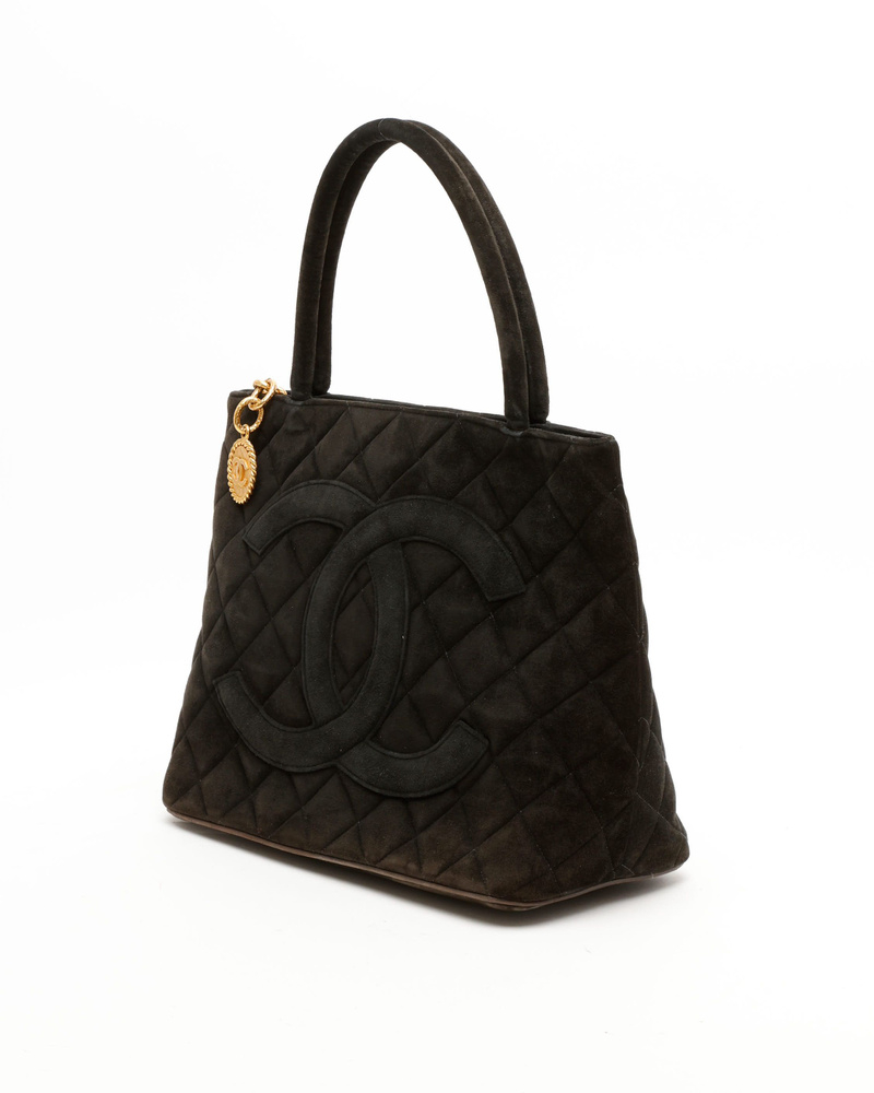 Chanel Suede Medallion Tote Bag