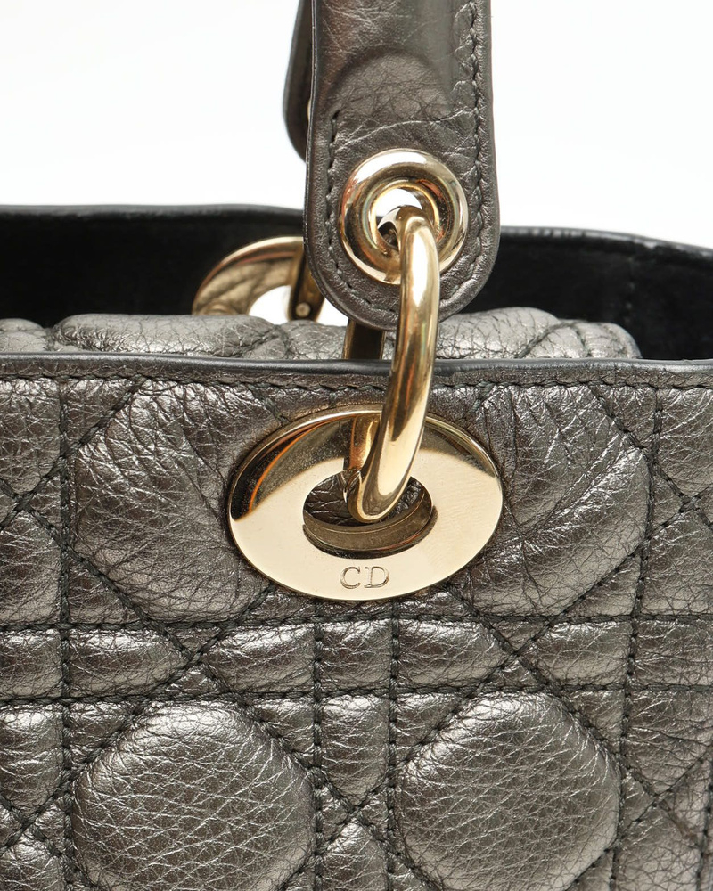 Christian Dior Medium Cannage Metallic Soft Lady Dior Bag