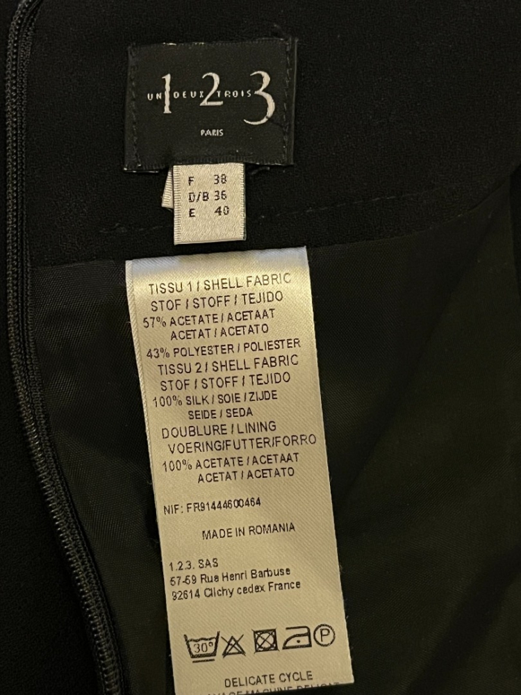 123 Paris Black pencil skirt with satin details