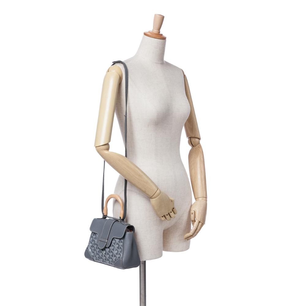 Goyard AB Goyard Gray Coated Canvas Fabric Mini Goyardine Saigon Souple France