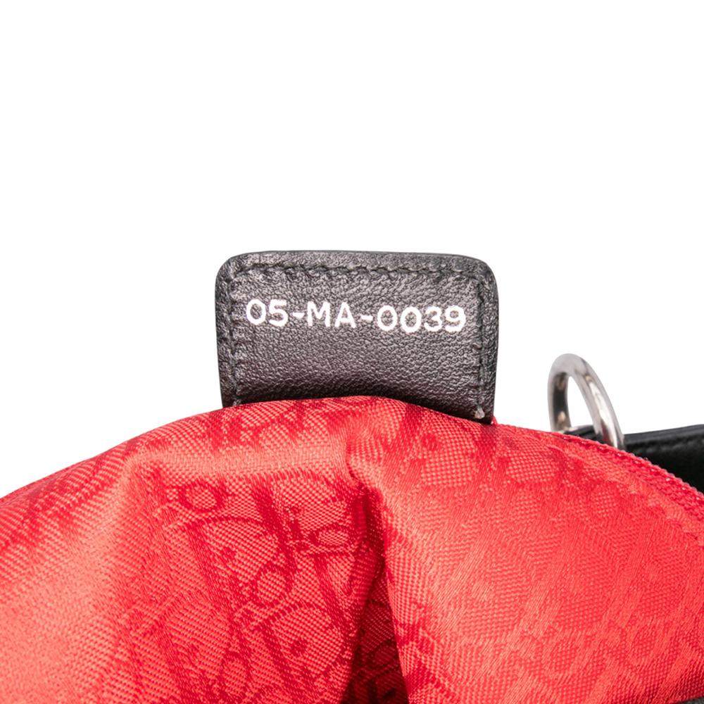 Christian Dior B Dior Black Lambskin Leather Leather Large Lambskin Cannage Lady Dior Italy