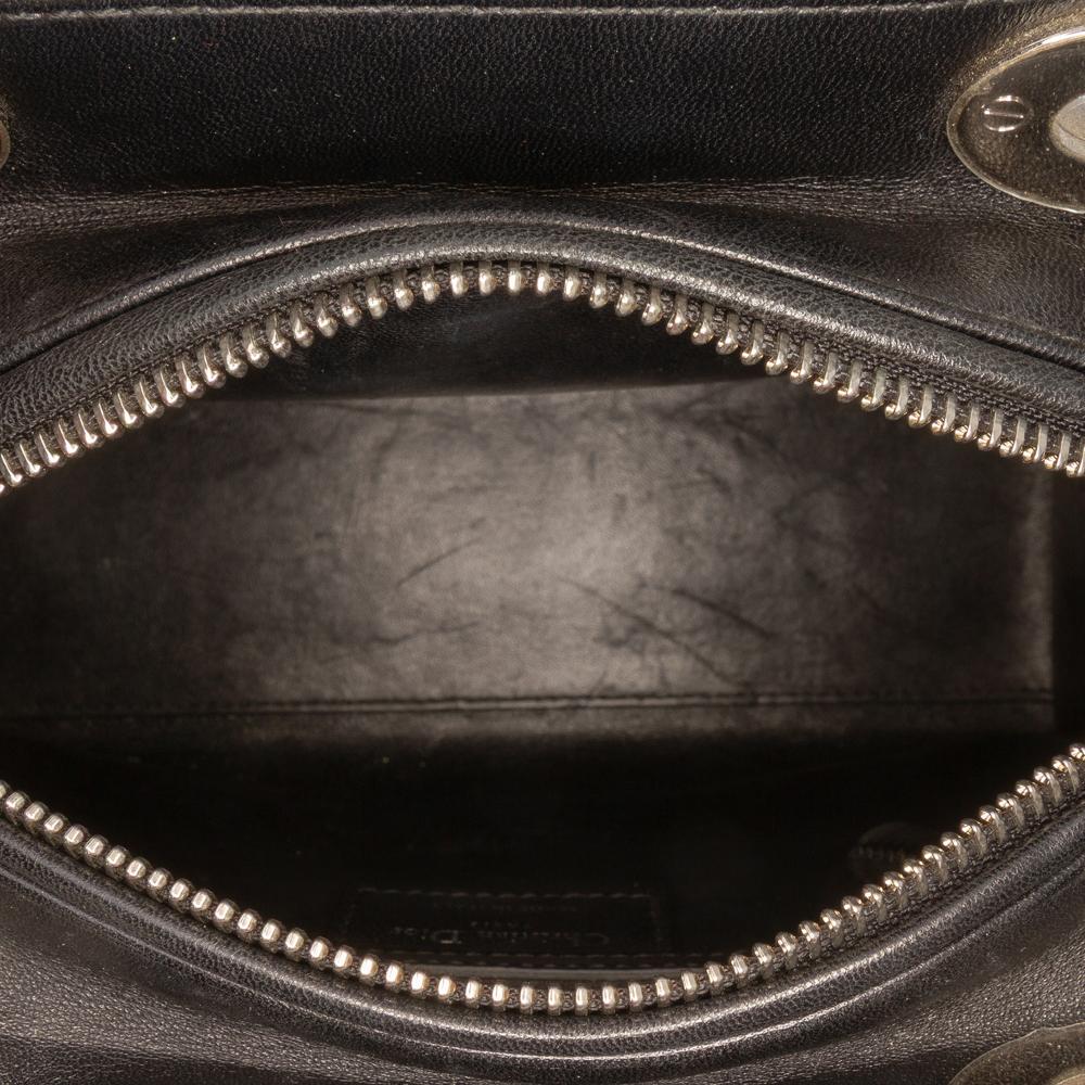 Christian Dior AB Dior Black Lambskin Leather Leather Medium Lambskin Sequin Embellished Lady Dior Italy