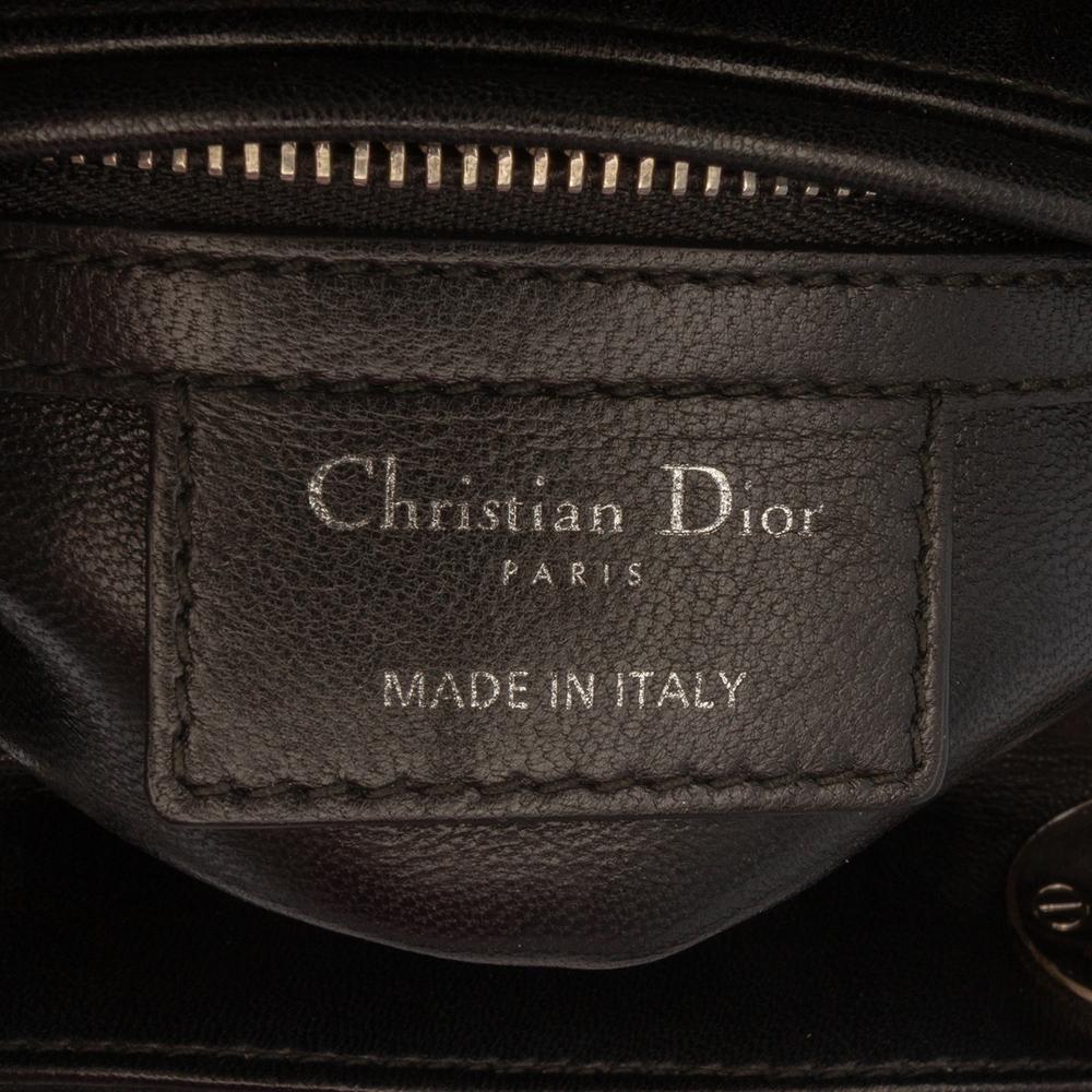 Christian Dior AB Dior Black Lambskin Leather Leather Medium Lambskin Sequin Embellished Lady Dior Italy