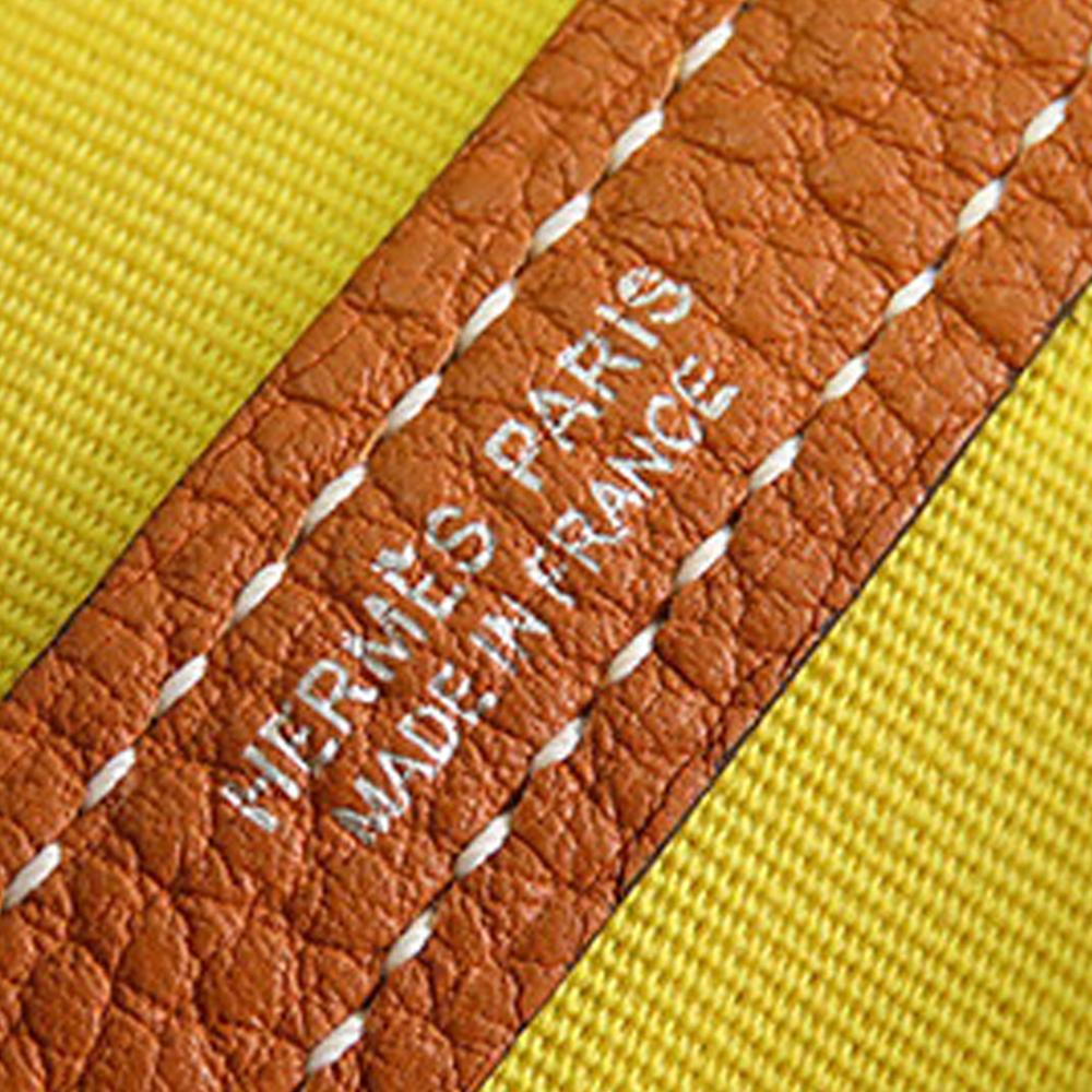 Hermès B Hermès Yellow with Brown Canvas Fabric Toile and Negonda Garden Party 36 France
