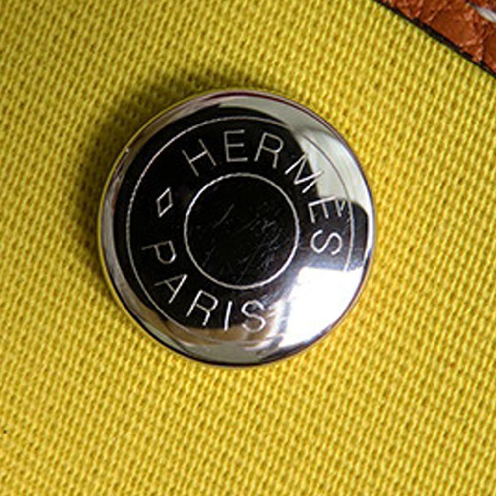 Hermès B Hermès Yellow with Brown Canvas Fabric Toile and Negonda Garden Party 36 France