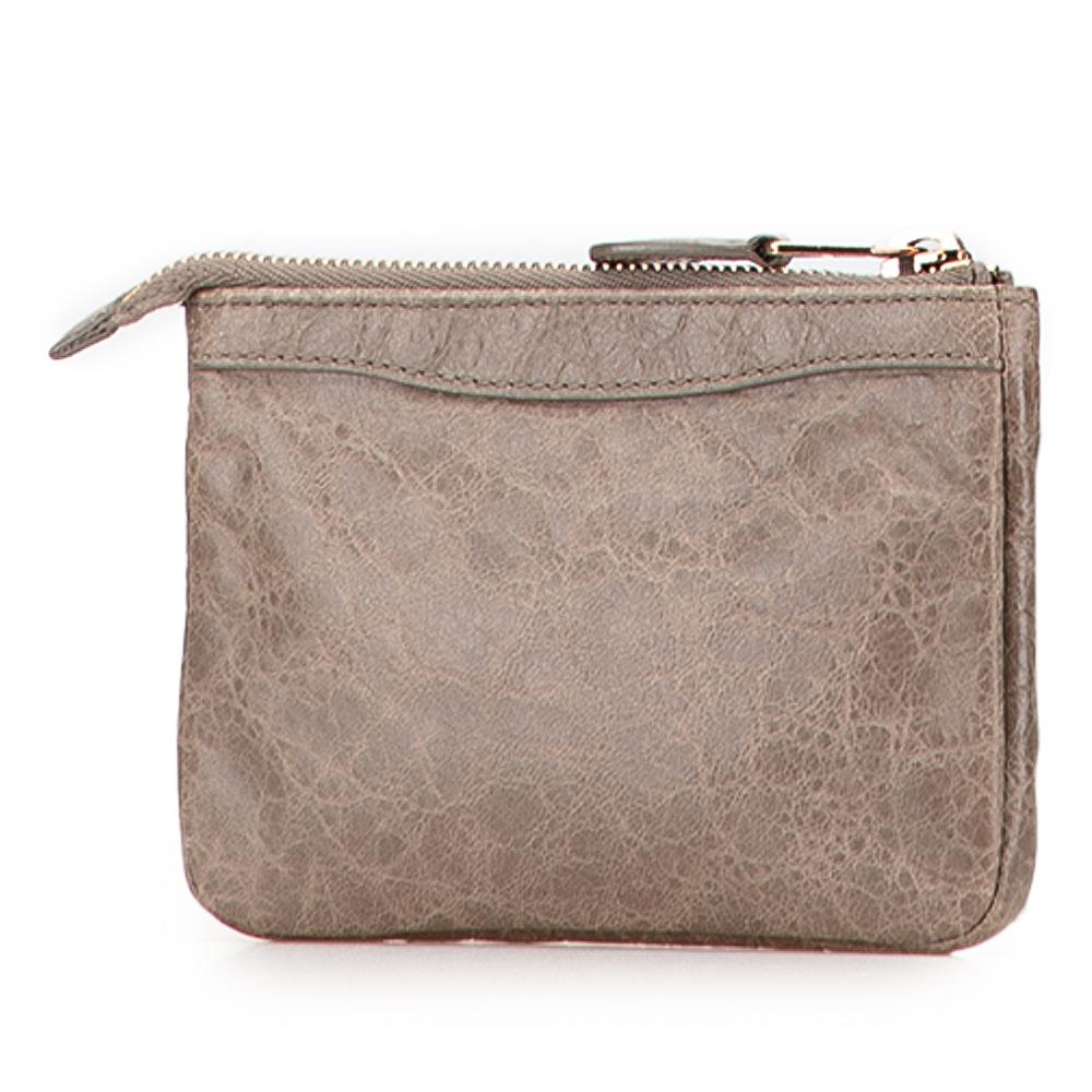 Balenciaga Brown Lambskin Motocross Giant 12 Porte Monnaie Zip Coin Purse Italy