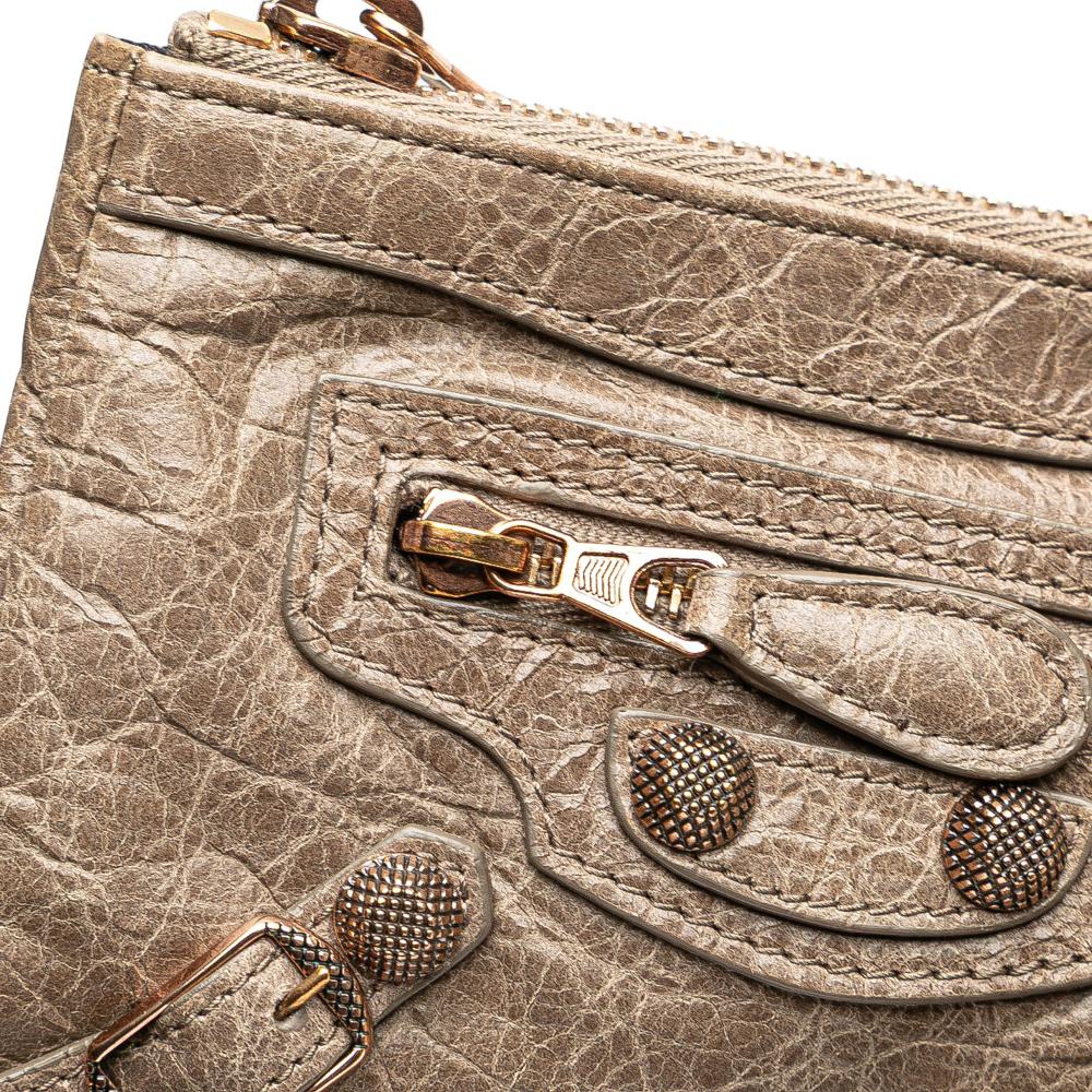 Balenciaga Brown Lambskin Motocross Giant 12 Porte Monnaie Zip Coin Purse Italy