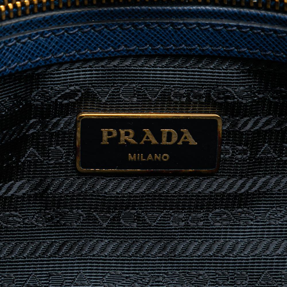 Prada B Prada Blue Saffiano Leather Medium Lux Galleria Satchel Italy
