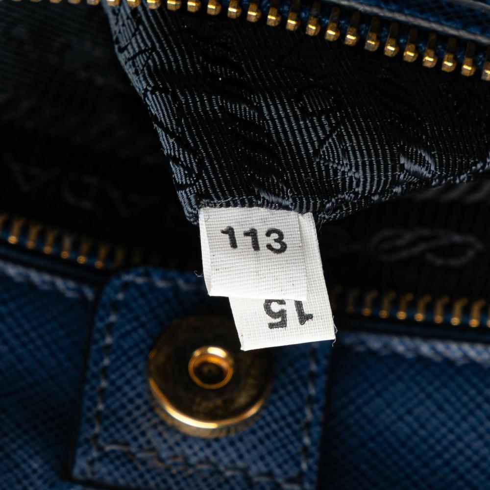 Prada B Prada Blue Saffiano Leather Medium Lux Galleria Satchel Italy