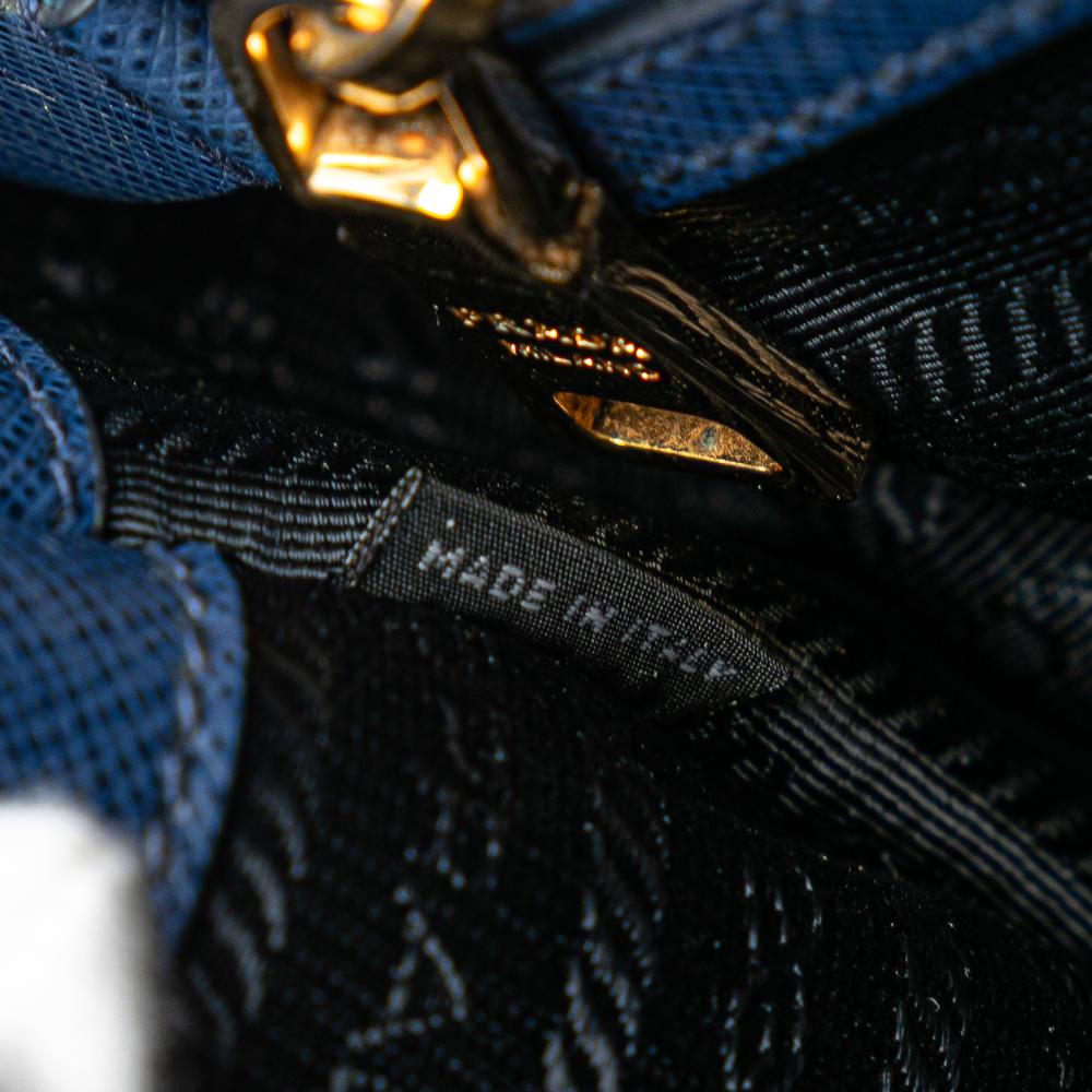 Prada B Prada Blue Saffiano Leather Medium Lux Galleria Satchel Italy
