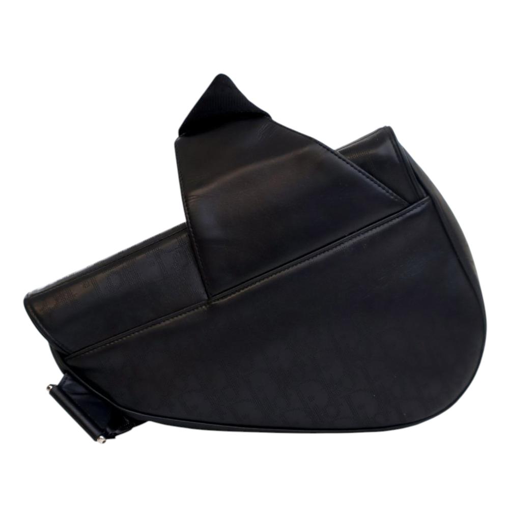 Christian Dior B Dior Black Calf Leather Oblique Perforated skin Galaxy Saddle Bag Italy