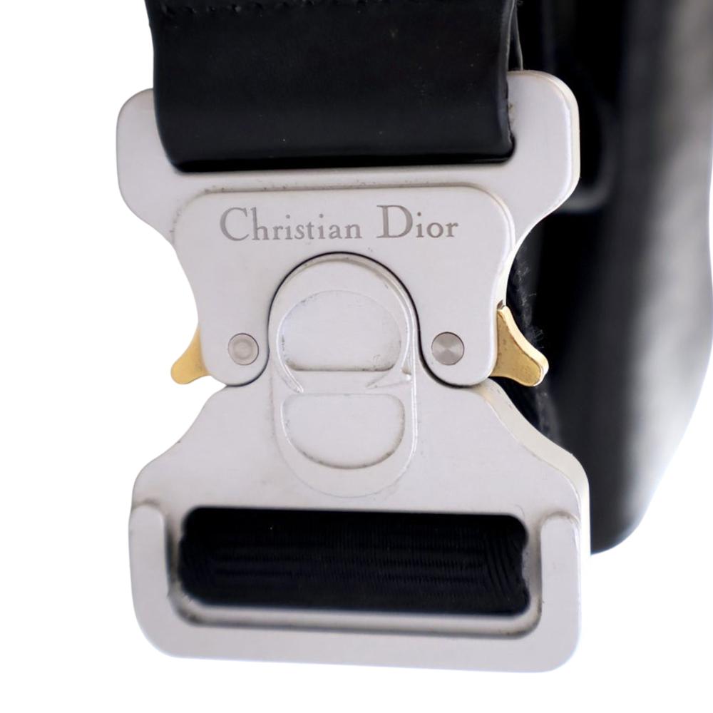 Christian Dior B Dior Black Calf Leather Oblique Perforated skin Galaxy Saddle Bag Italy