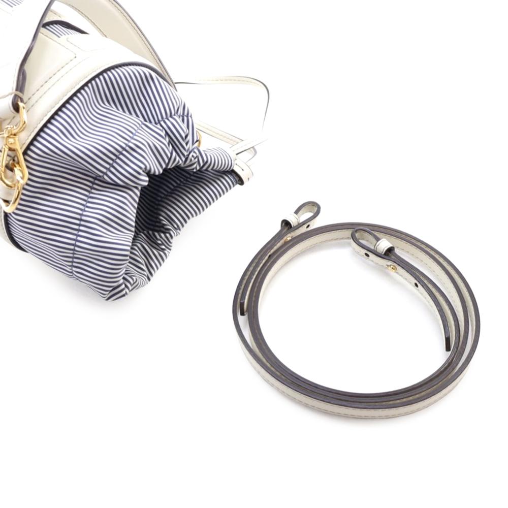 Fendi AB Fendi White with Blue Calf Leather Mini Nylon Vitello King Logo Step Out Bag Italy