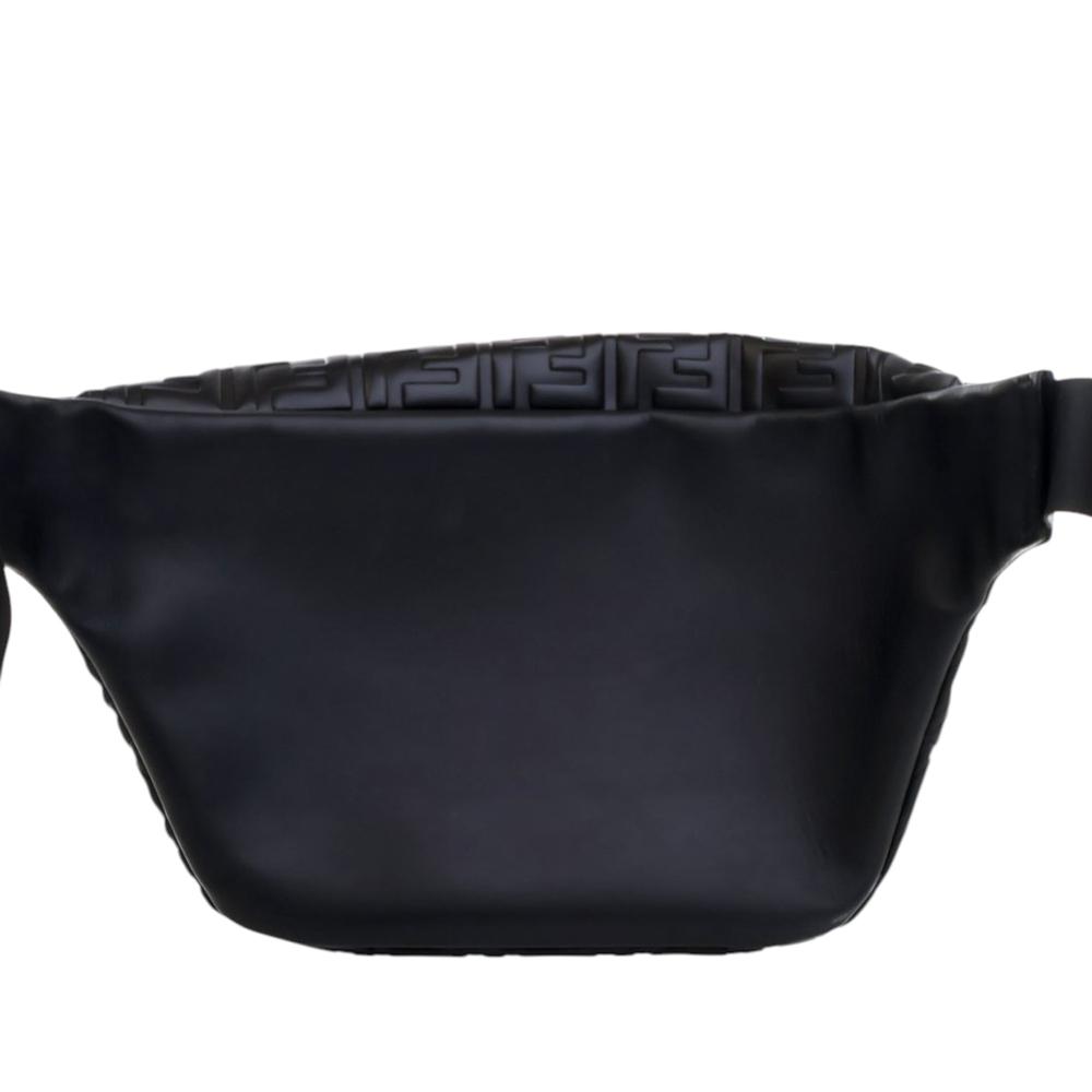 Fendi AB Fendi Black Calf Leather Zucca Embossed Belt Bag Italy