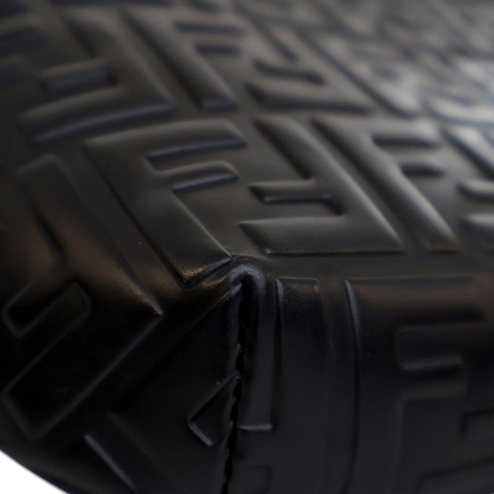 Fendi AB Fendi Black Calf Leather Zucca Embossed Belt Bag Italy