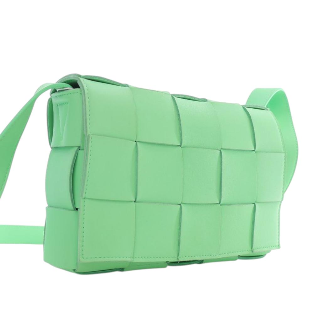 Bottega Veneta AB Bottega Veneta Green Light Green Nappa Leather Leather Nappa Intrecciato Cassette Crossbody Italy