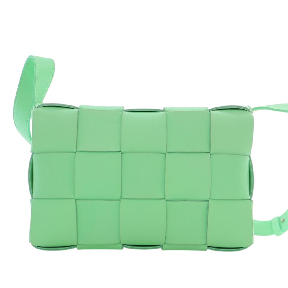 Bottega Veneta AB Bottega Veneta Green Light Green Nappa Leather Leather Nappa Intrecciato Cassette Crossbody Italy