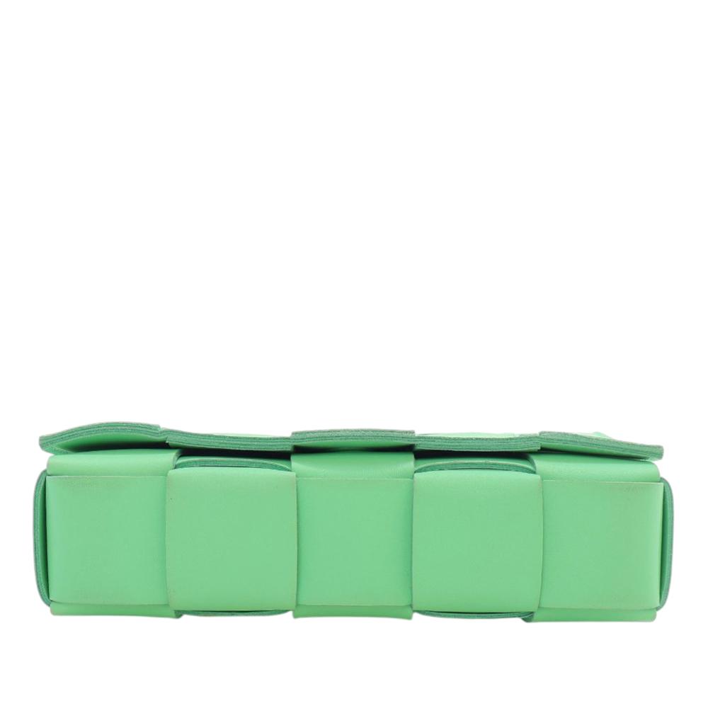 Bottega Veneta AB Bottega Veneta Green Light Green Nappa Leather Leather Nappa Intrecciato Cassette Crossbody Italy
