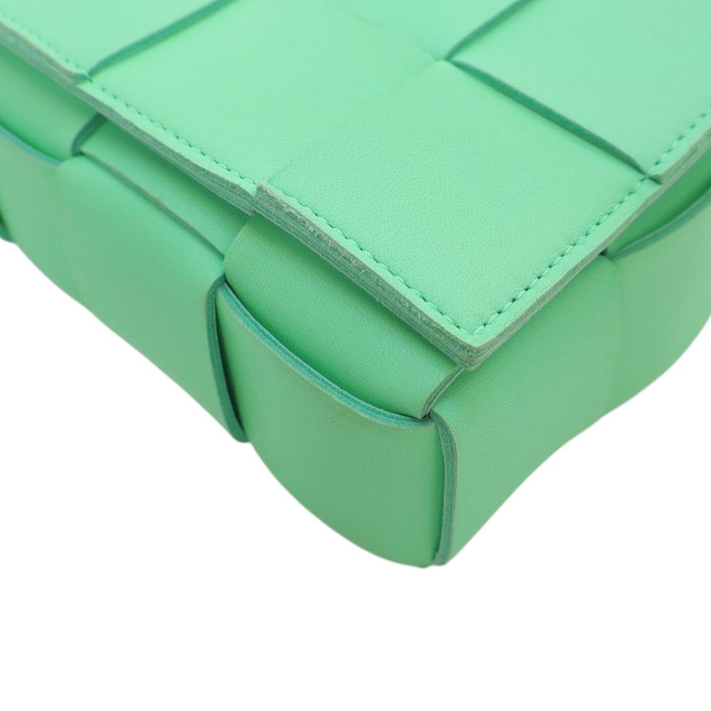 Bottega Veneta AB Bottega Veneta Green Light Green Nappa Leather Leather Nappa Intrecciato Cassette Crossbody Italy