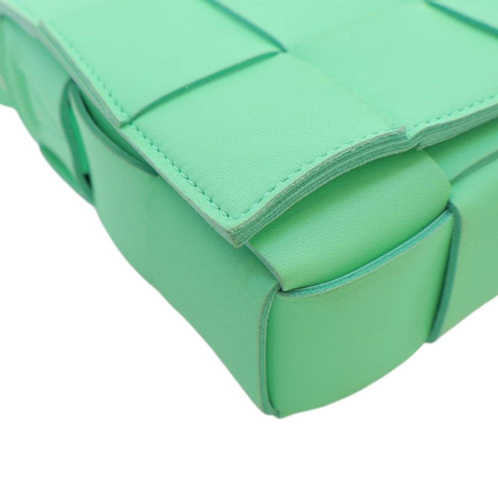 Bottega Veneta AB Bottega Veneta Green Light Green Nappa Leather Leather Nappa Intrecciato Cassette Crossbody Italy