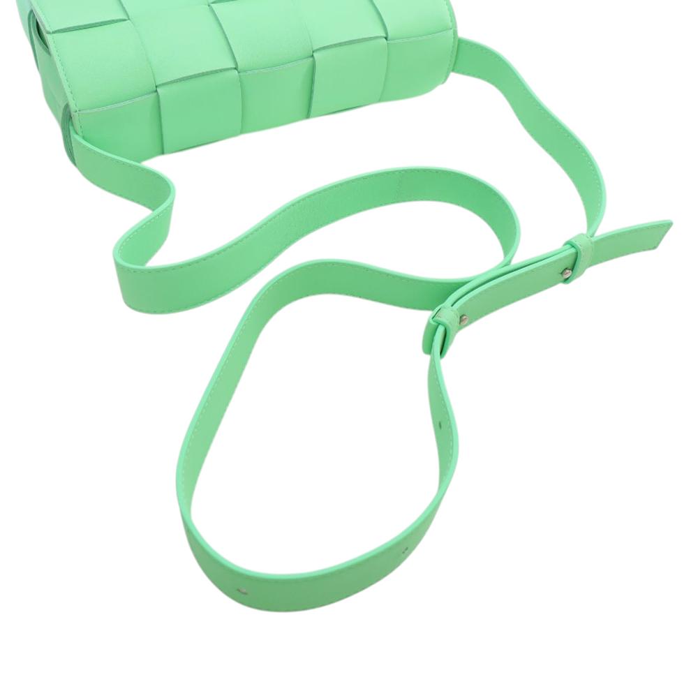 Bottega Veneta AB Bottega Veneta Green Light Green Nappa Leather Leather Nappa Intrecciato Cassette Crossbody Italy