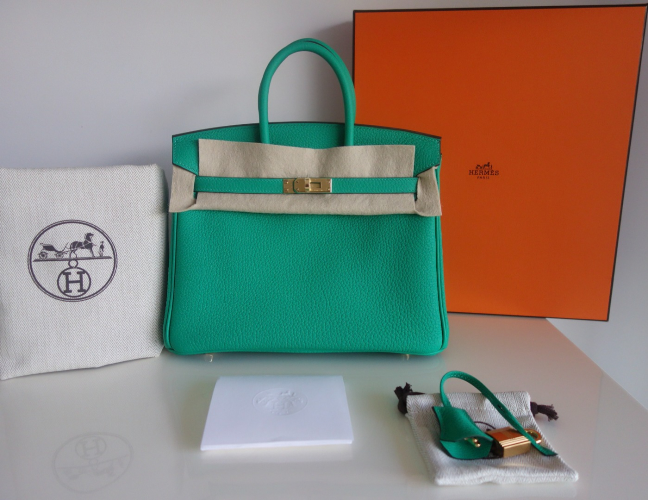 Hermès Sac Hermes Birkin 25 menthe
