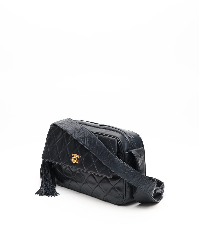 Chanel Large CC Quilted Camera Fringe Bag