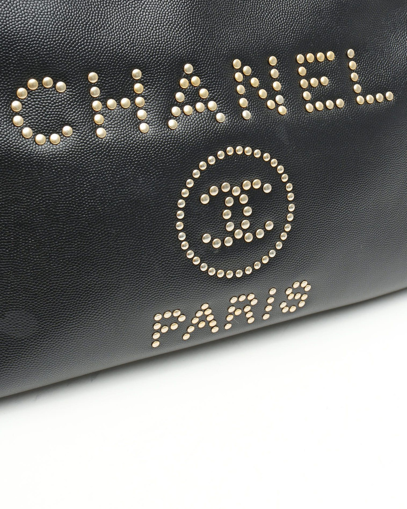 Chanel Caviar Studded Deauville PM Tote Bag