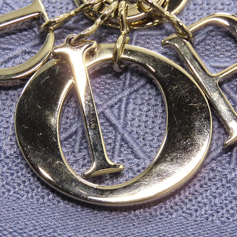 Christian Dior B Dior Purple Light Purple Cotton Fabric Medium Canvas Cannage Lady D Lite Italy