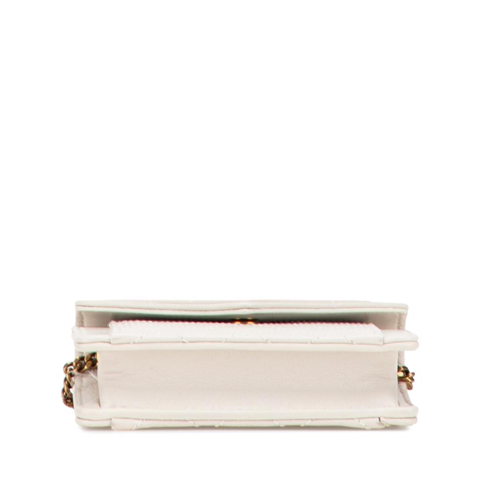 Saint Laurent AB Saint Laurent White Lambskin Leather Leather Micro Quilted Lambskin Monogram Gaby Crossbody Italy