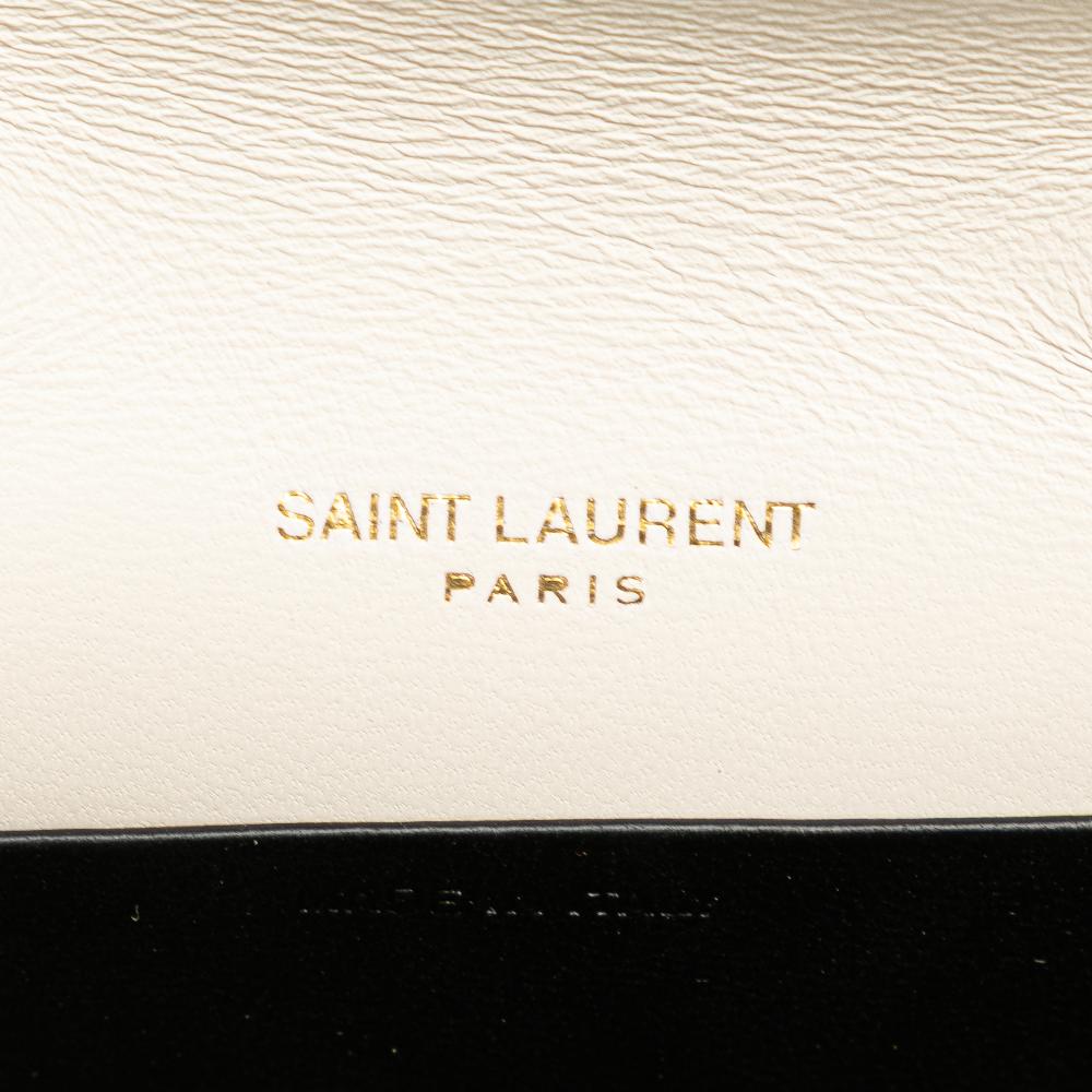 Saint Laurent AB Saint Laurent White Lambskin Leather Leather Micro Quilted Lambskin Monogram Gaby Crossbody Italy