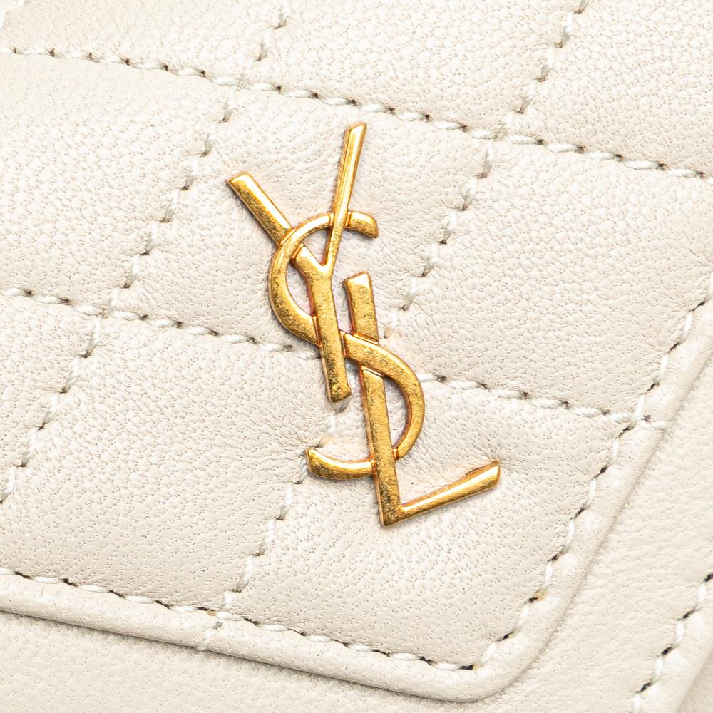 Saint Laurent AB Saint Laurent White Lambskin Leather Leather Micro Quilted Lambskin Monogram Gaby Crossbody Italy