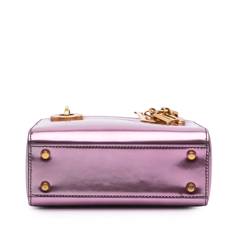 Christian Dior B Dior Pink Patent Leather Leather Mini Metallic Patent Lady Dior Italy