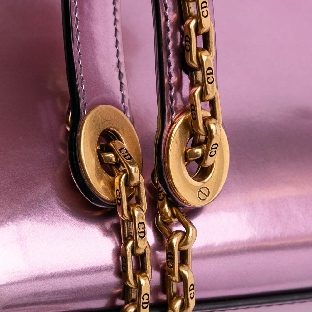 Christian Dior B Dior Pink Patent Leather Leather Mini Metallic Patent Lady Dior Italy