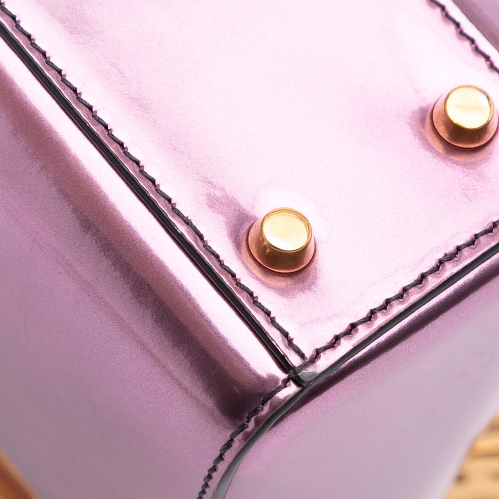 Christian Dior B Dior Pink Patent Leather Leather Mini Metallic Patent Lady Dior Italy